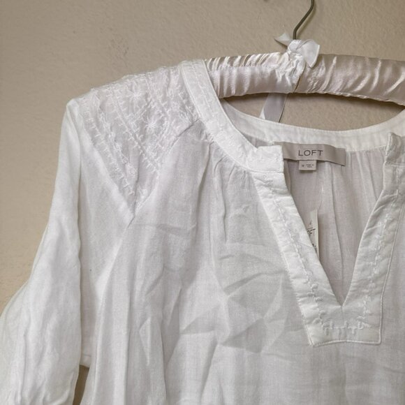 LOFT Top Womens Medium Embroidered Boho Coquette 90s Y2K V Neck Lightweight - Picture 3 of 8